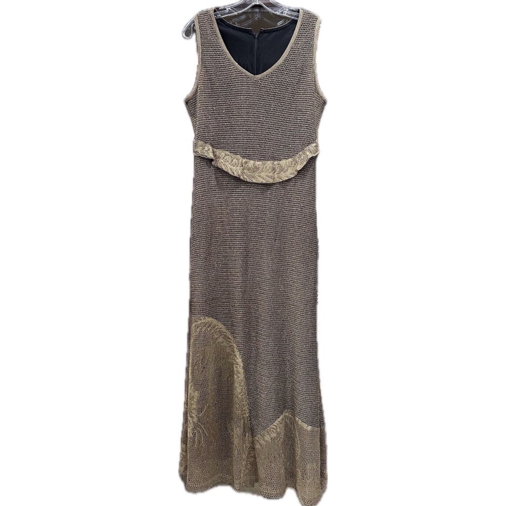 Stunning Damianou Black and Gold Knit Formal Gown
